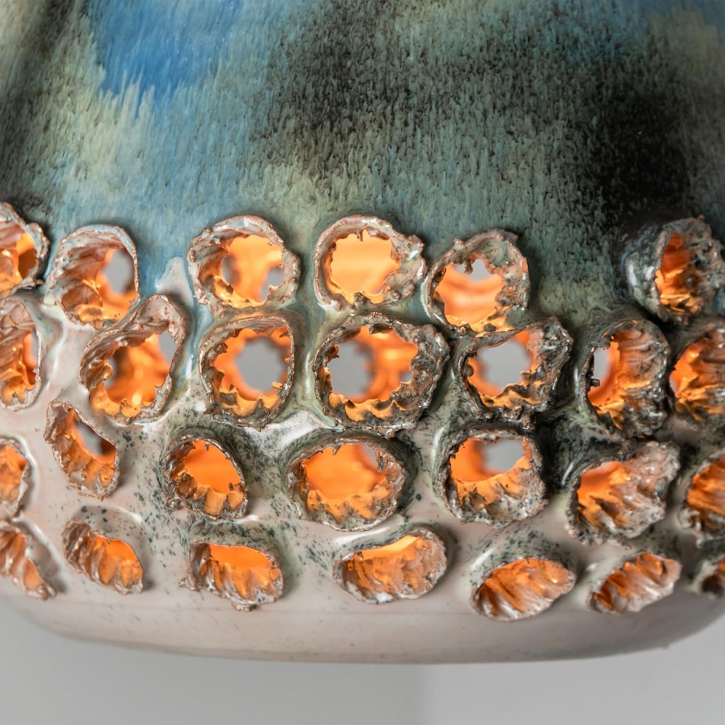 Lampada a sospensione in ceramica verde e blu, Danimarca, 1970 in vendita 1