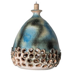 Green Blue Ceramic Pendant Light, Denmark, 1970