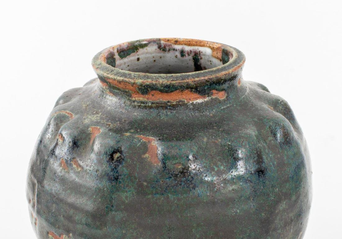 Green Blue Flambe Drip Glazed Art Pottery Vase, circa 20th century, apparently unsigned.

Dealer: S138XX