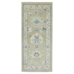 Green 
Blue Floral Design Handwoven Wool Turkish Oushak Rug 2
9" x 6
1"