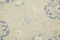 Green & Blue Floral Design Handwoven Wool Turkish Oushak Rug 3' x 4'10"