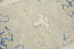 Green & Blue Floral Design Handwoven Wool Turkish Oushak Rug 3'8" x 5'10"