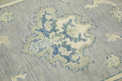 Green & Blue Floral Design Handwoven Wool Turkish Oushak Rug 4'1" x 5'10"