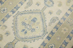 Green & Blue Floral Design Handwoven Wool Turkish Oushak Runner