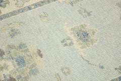 Green & Blue Floral Design Handwoven Wool Turkish Oushak Runner