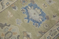 Green & Blue Floral Design Handwoven Wool Turkish Oushak Runner