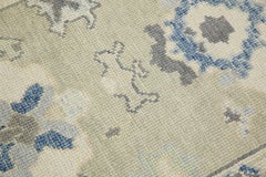 Green & Blue Floral Design Handwoven Wool Turkish Oushak Runner 2'9" x 12'2"
