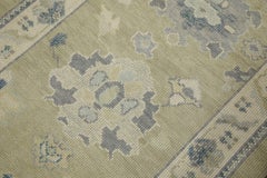 Green & Blue Floral Design Handwoven Wool Turkish Oushak Runner