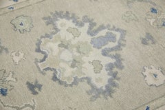 Green & Blue Floral Design Handwoven Wool Turkish Oushak Runner 5' X 12'10"