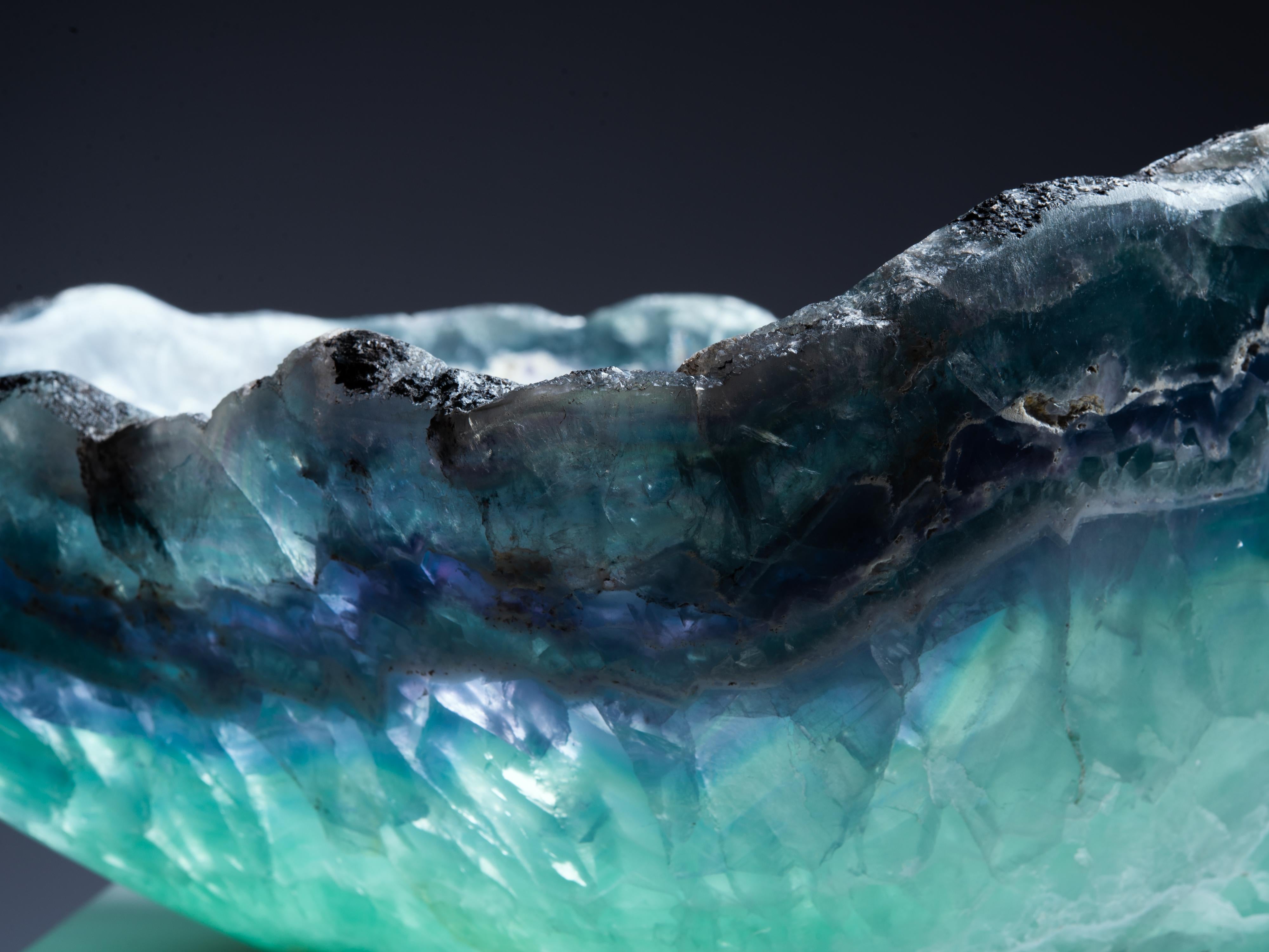 Green-Blue Fluorite Decorative Crystal Bowl 8