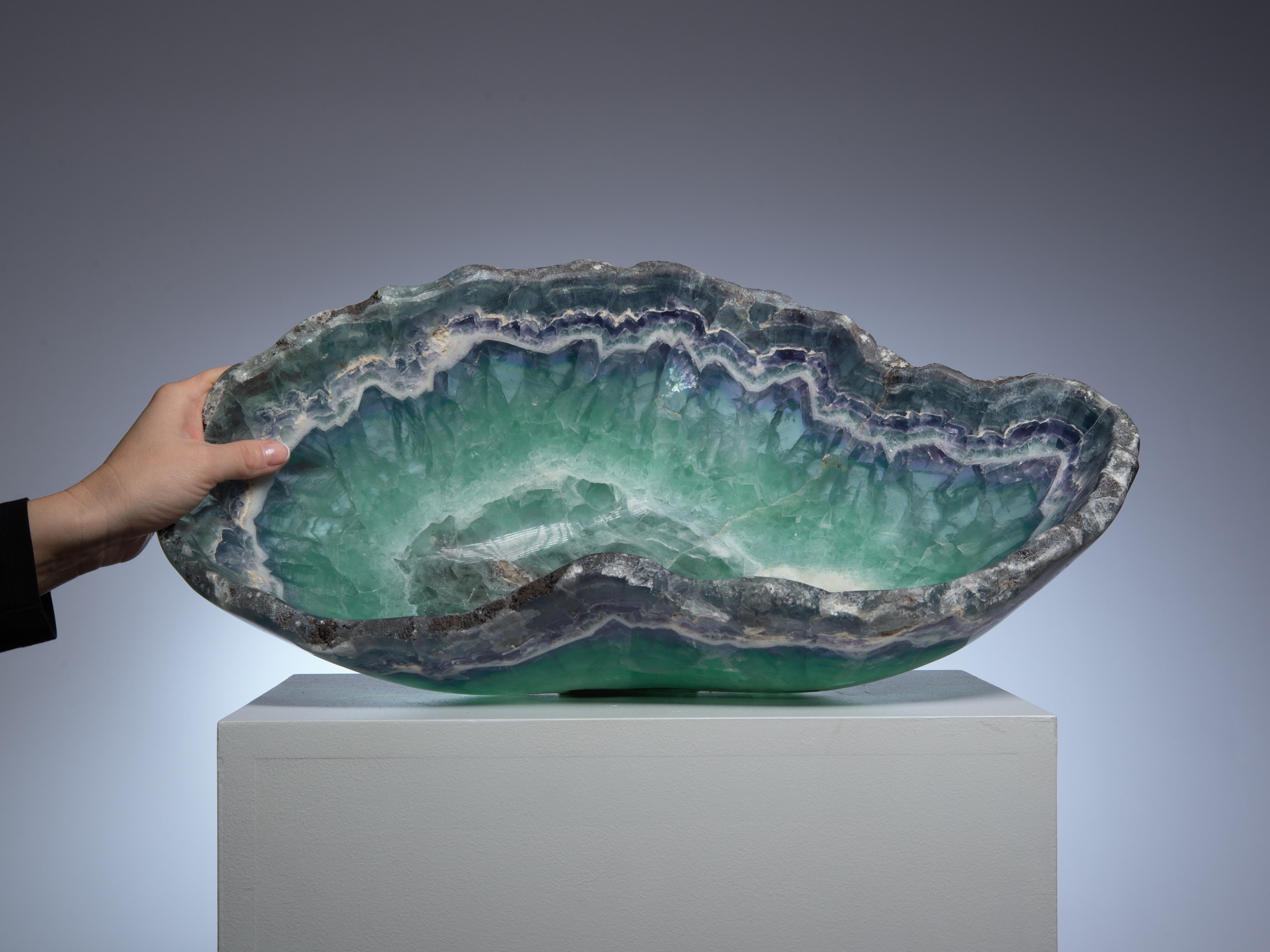 Mexican Green-Blue Fluorite Decorative Crystal Bowl