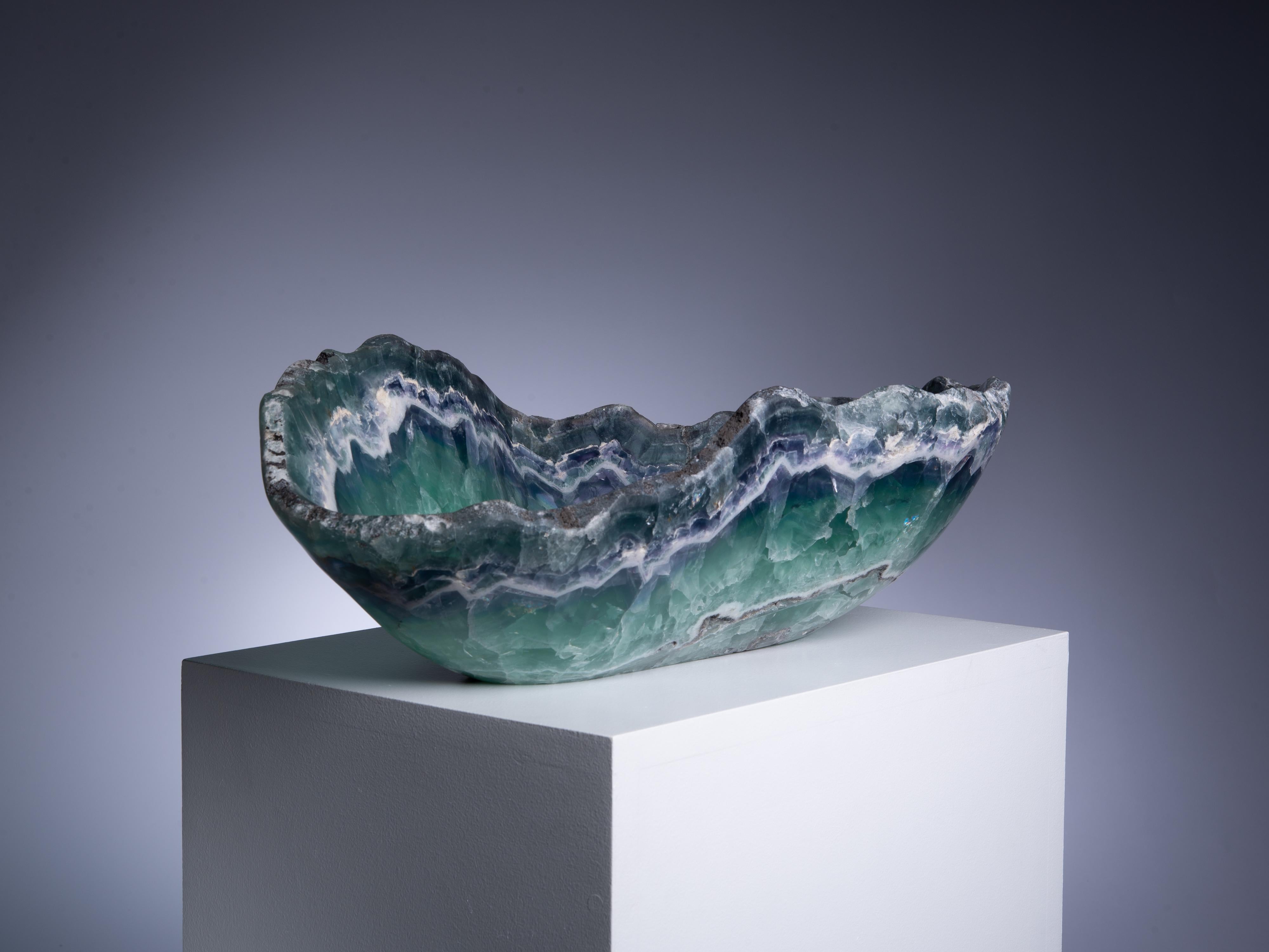 Green-Blue Fluorite Decorative Crystal Bowl 1