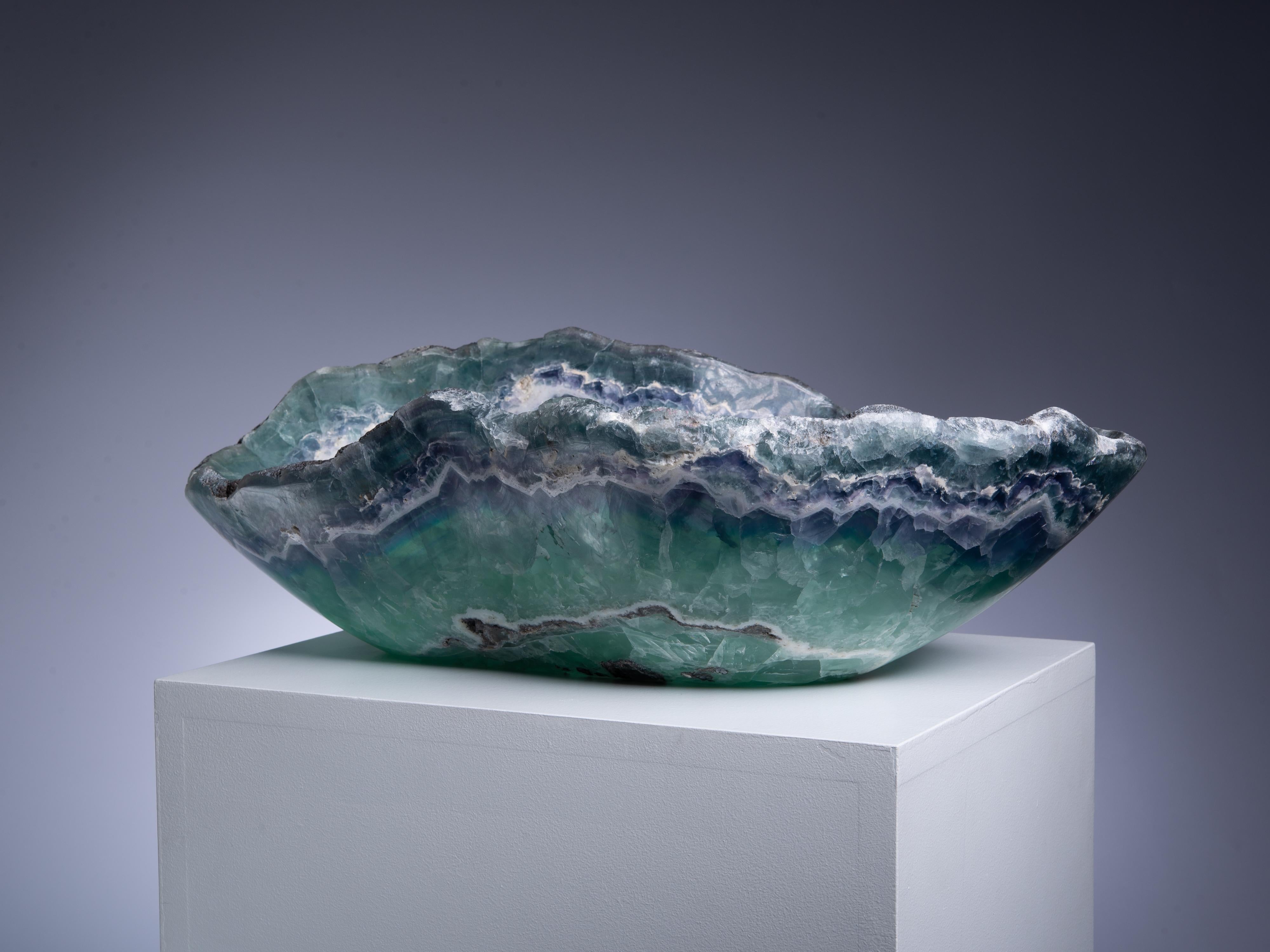 Green-Blue Fluorite Decorative Crystal Bowl 2