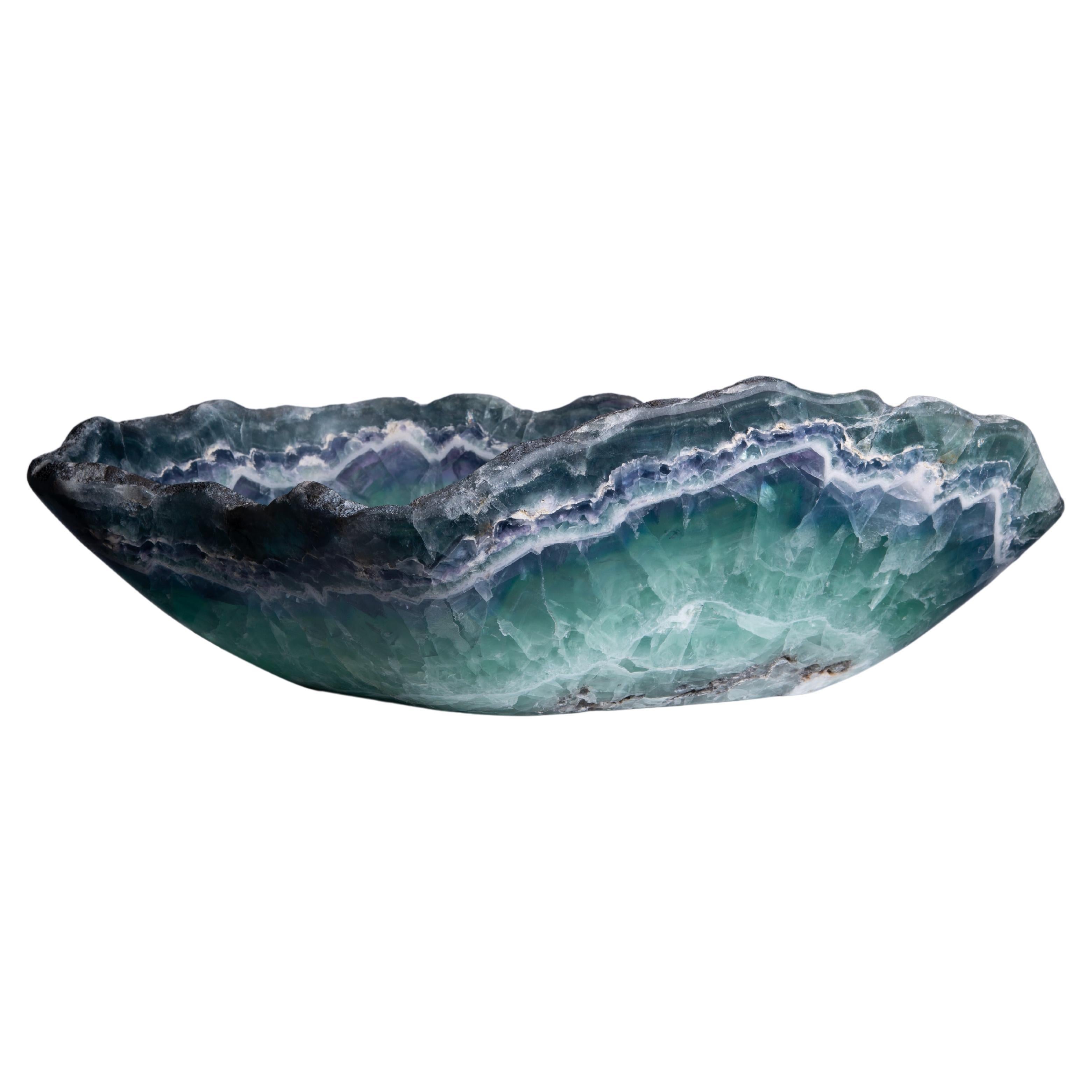 Green-Blue Fluorite Decorative Crystal Bowl