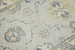 Green & Blue Floral Design Handwoven Wool Turkish Oushak Runner