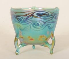 Green/Blue Glass Bowl Art Nouveau Style