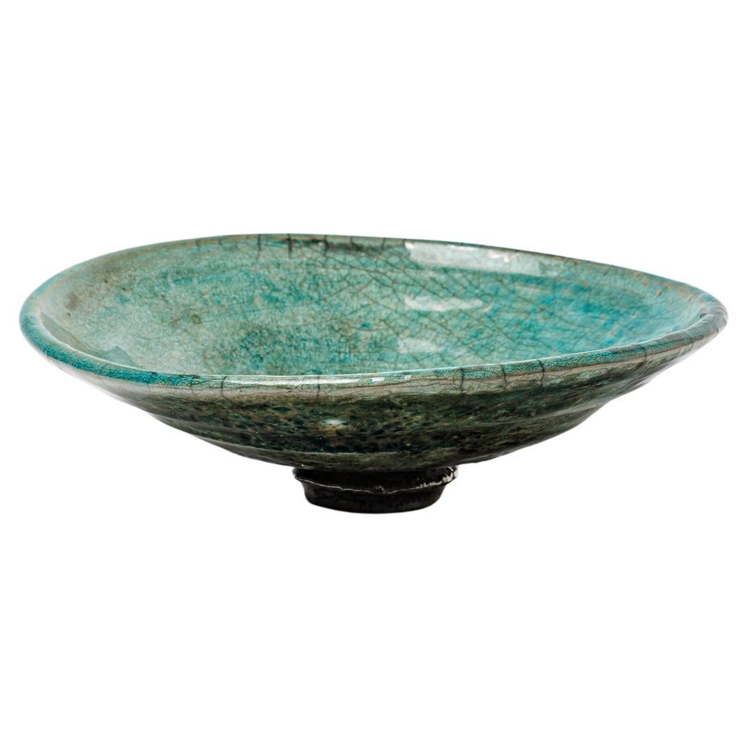 Green/blue glazed ceramic cup by Gisèle Buthod Garçon, circa 1980-1990 For Sale