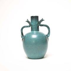 Green-Blue Glazed Ceramic Vase by Eva Jancke Björk for Upsala Ekeby, Sweden