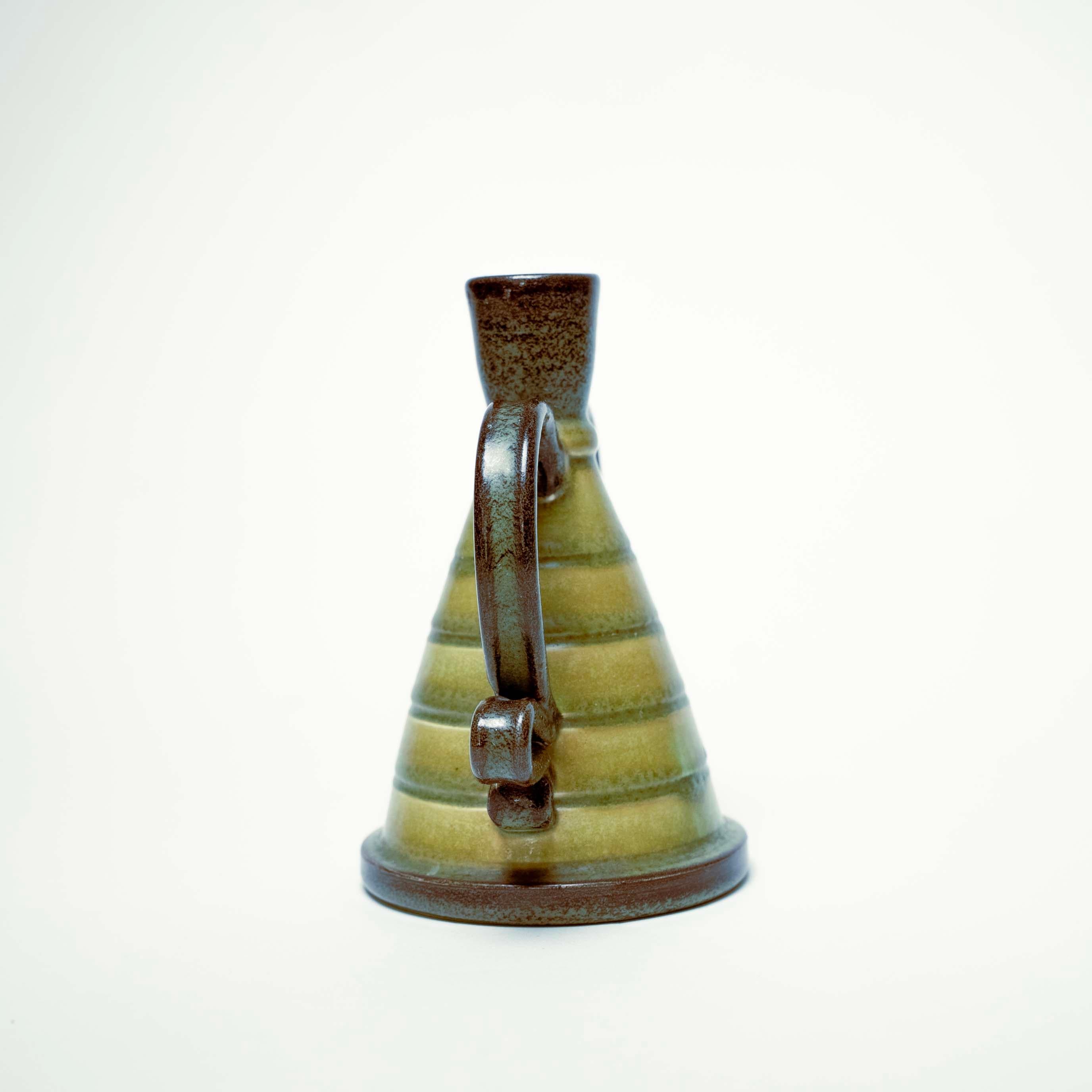 Green-Blue Glazed Ceramic Vase by Eva Jancke Björk for Upsala Ekeby, Sweden In Excellent Condition For Sale In New York, NY