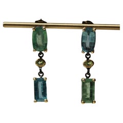 Green & Blue Kyanite and Peridot Earrings