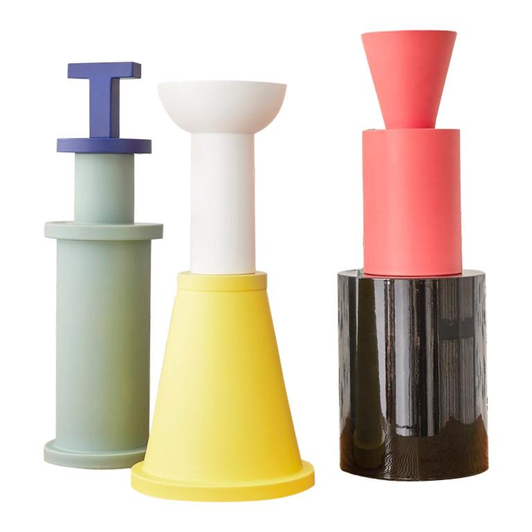 Green Blue Memphis Milano Ceramic Vessel Designed by Nathalie du Pasquier For Sale