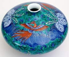 Jarrón de porcelana verde del maestro japonés