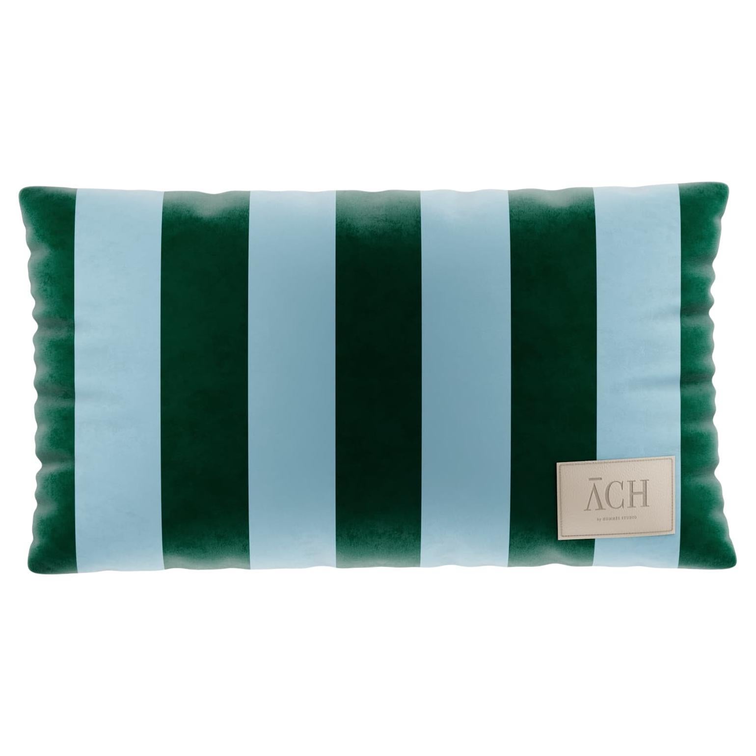 Green Blue Rectangle Pillow, Modern Velvet Cushion