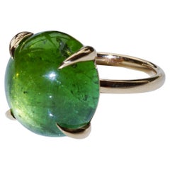 Green-Blue Tourmalin Bubble Ring Rose Gold 16 Ct Made by Italian Goldsmith Co.