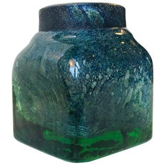 Green and Blue Venini Glass Vase, Murano, Italy, circa 1950