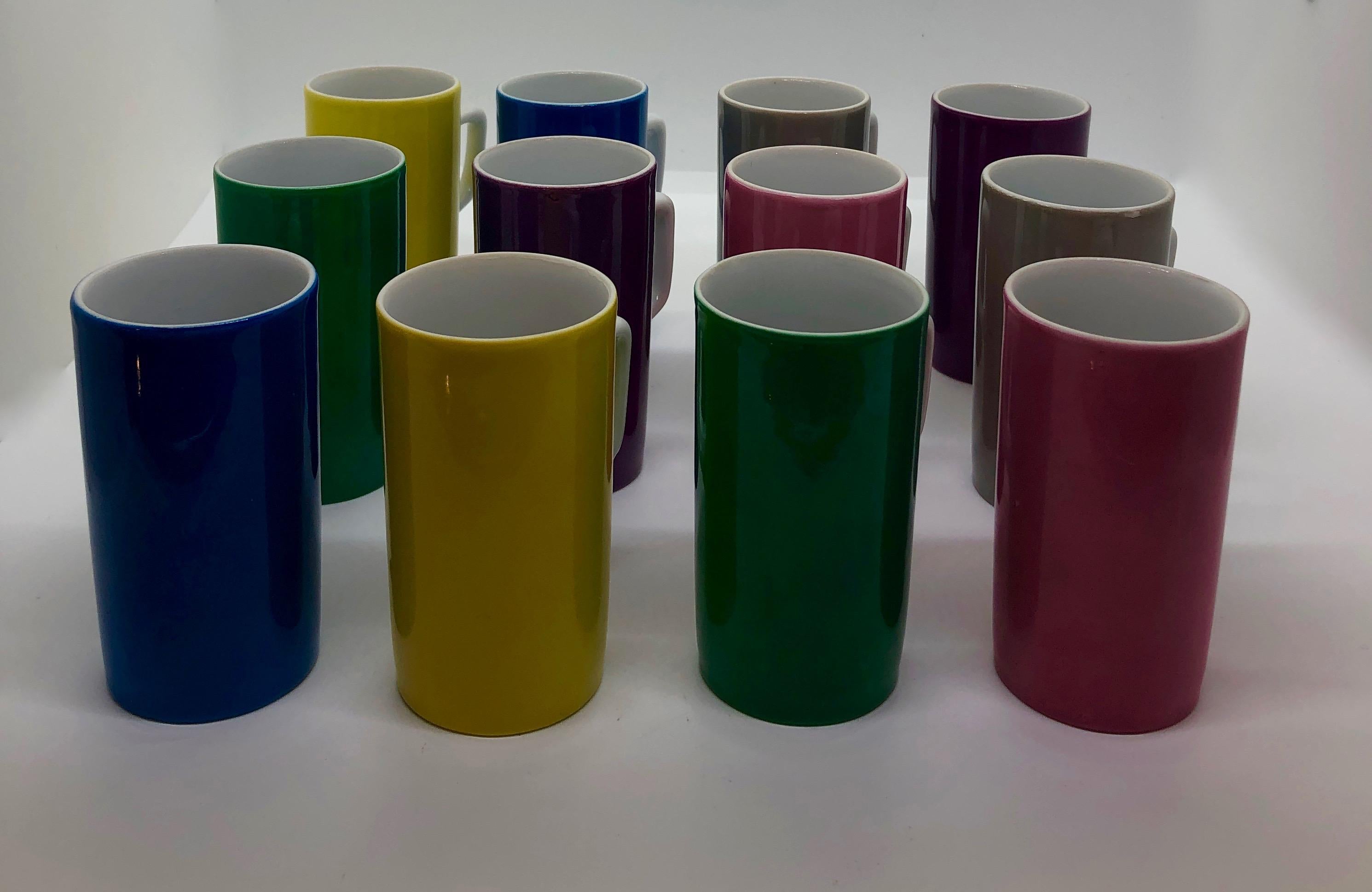 Offered is a 37-piece signed Metasco Mid-Century Modern Japanese multicolored glazed porcelain coffee and dessert service. The offered set is a refreshing pop of color (green, pink, blue, purple, yellow, white and gray.) Metasco was actually one of