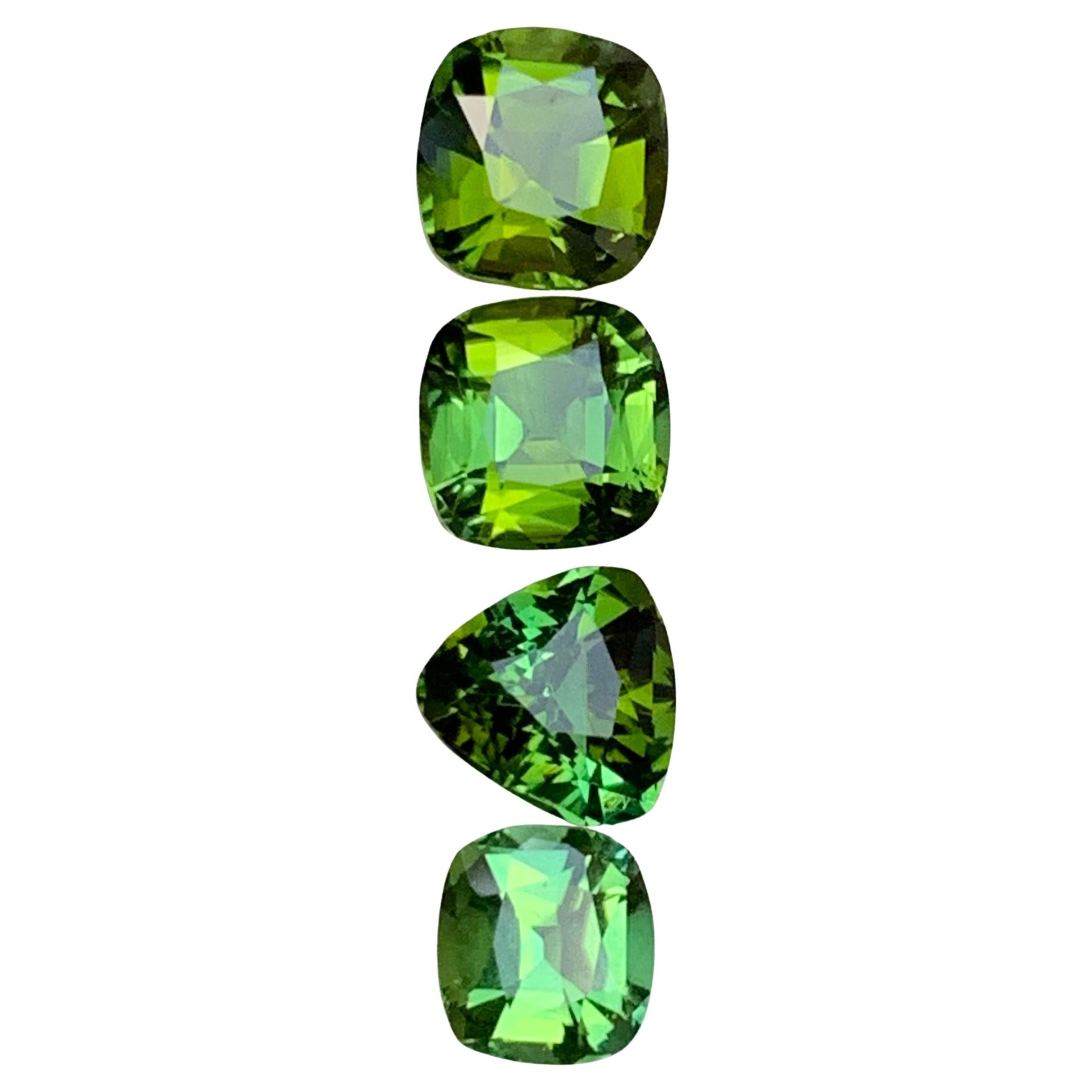 Gemas de turmalina natural verde y verde azulado 5,20 qt talla cojín y trillón
