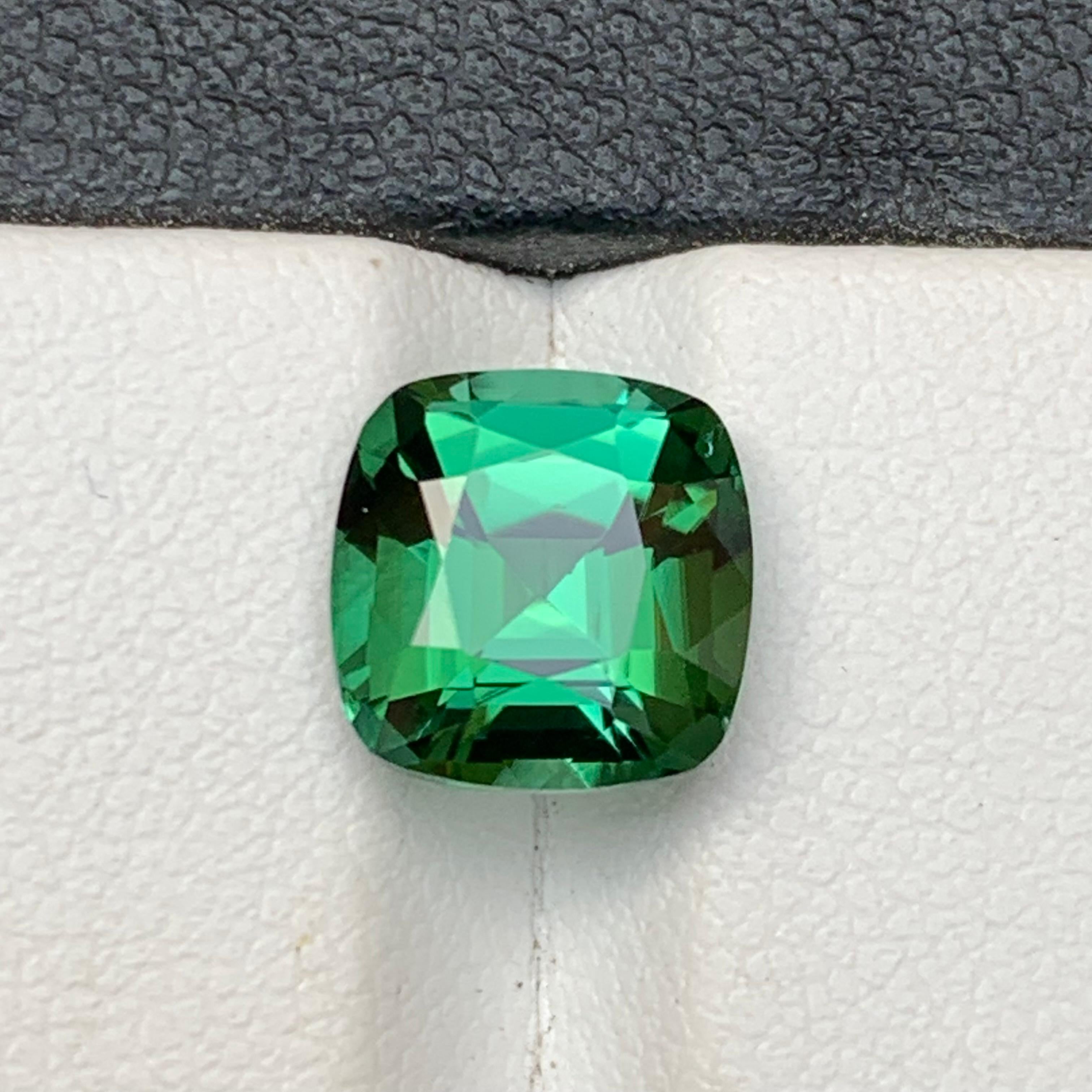 Grüner bläulicher Farbton Natürlicher Turmalin Ring Lose Edelstein 3.05Ct Cushion Cut-Jewel im Angebot 4