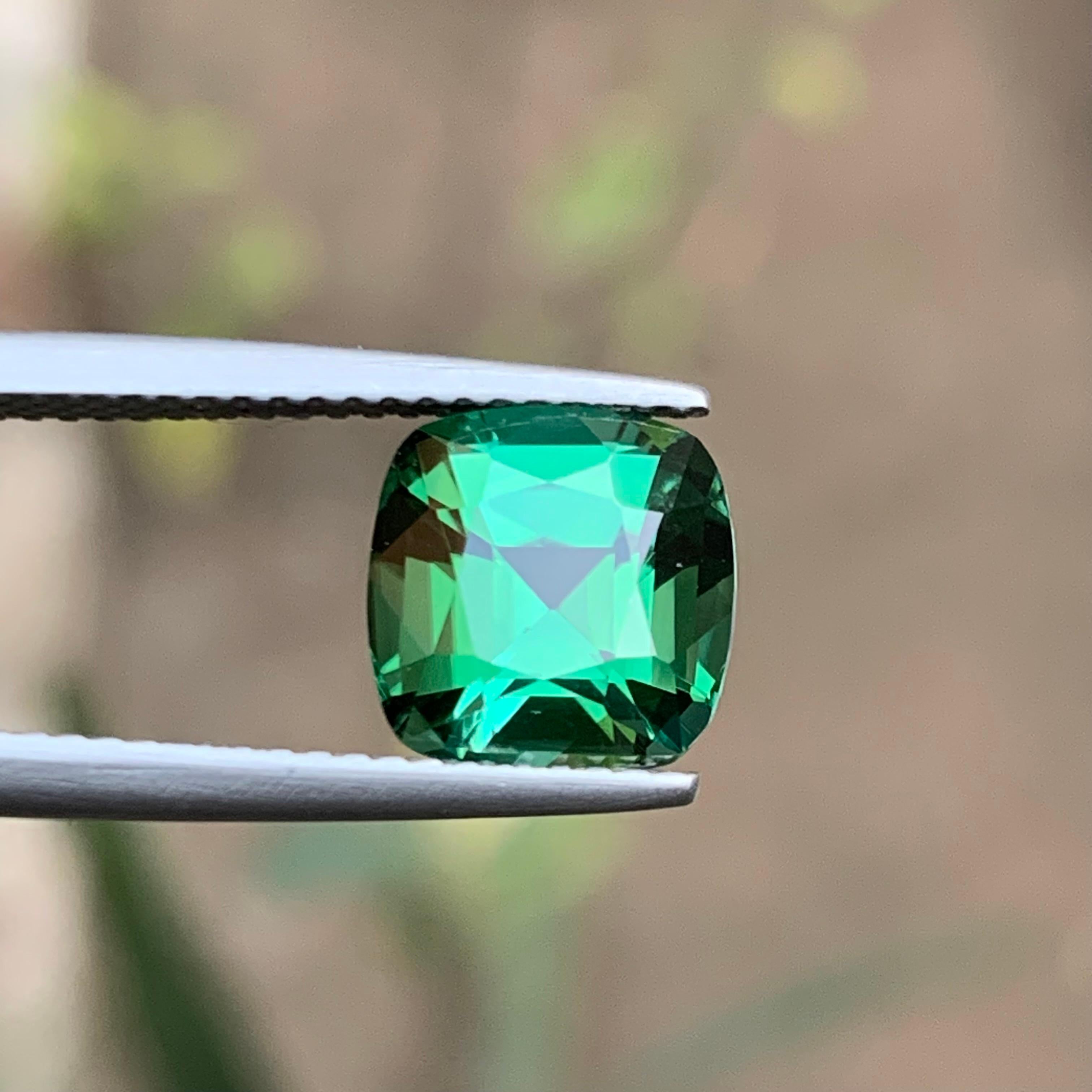 Grüner bläulicher Farbton Natürlicher Turmalin Ring Lose Edelstein 3.05Ct Cushion Cut-Jewel im Angebot 5