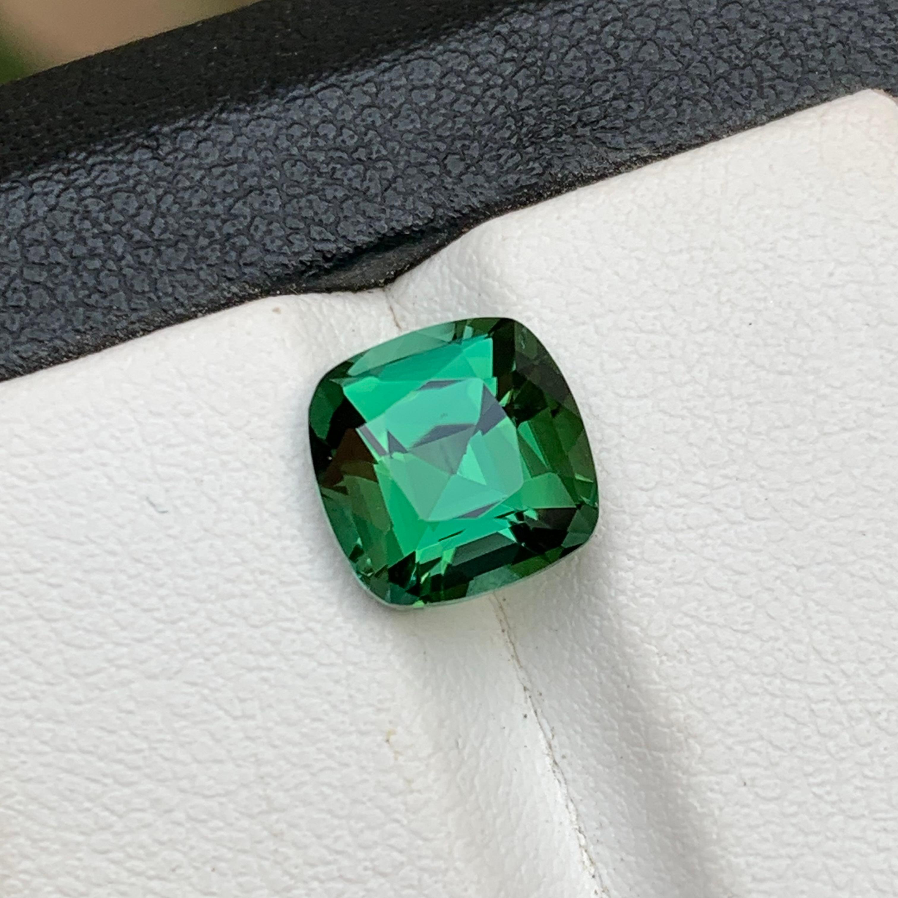 Grüner bläulicher Farbton Natürlicher Turmalin Ring Lose Edelstein 3.05Ct Cushion Cut-Jewel im Angebot 6