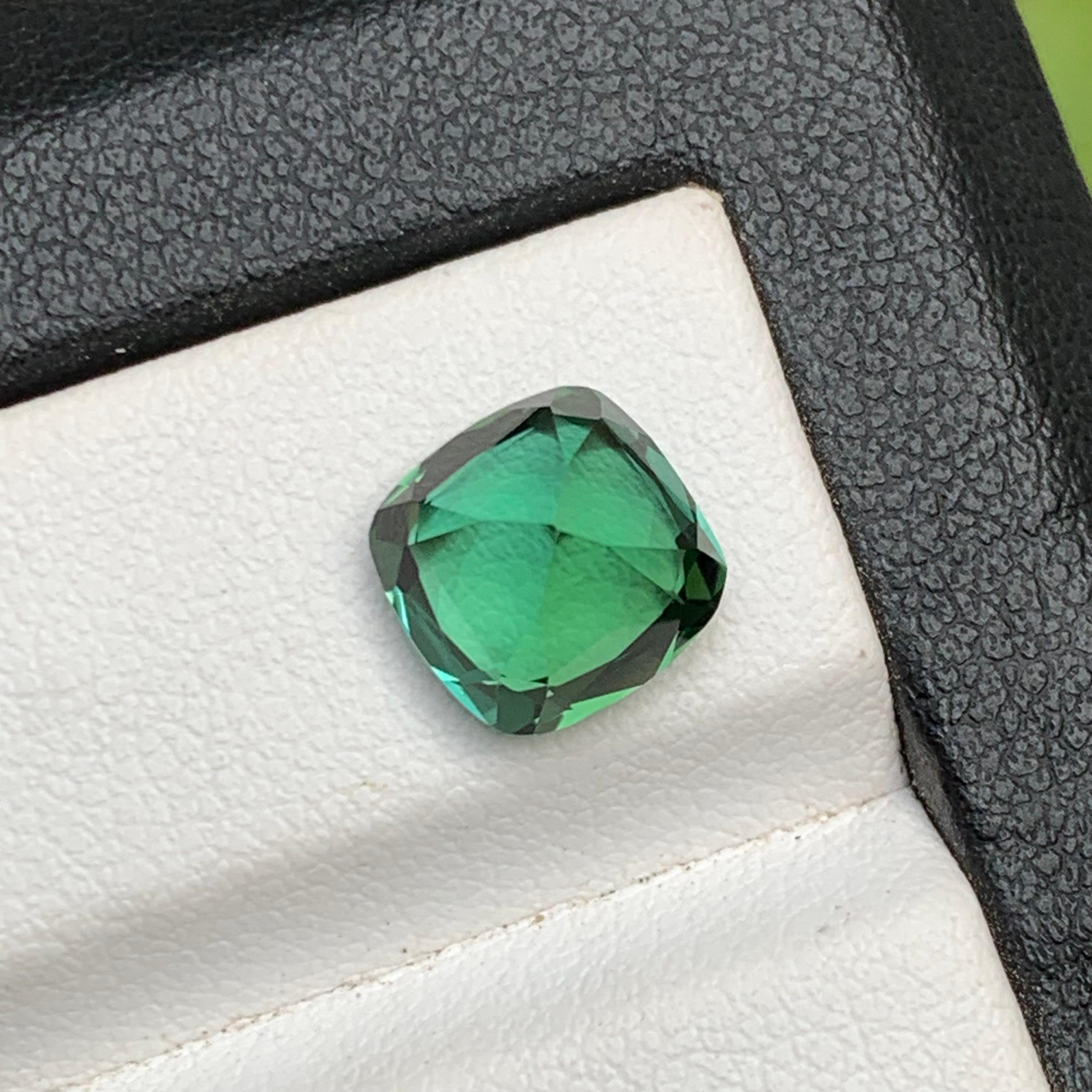 Grüner bläulicher Farbton Natürlicher Turmalin Ring Lose Edelstein 3.05Ct Cushion Cut-Jewel im Zustand „Neu“ im Angebot in Peshawar, PK