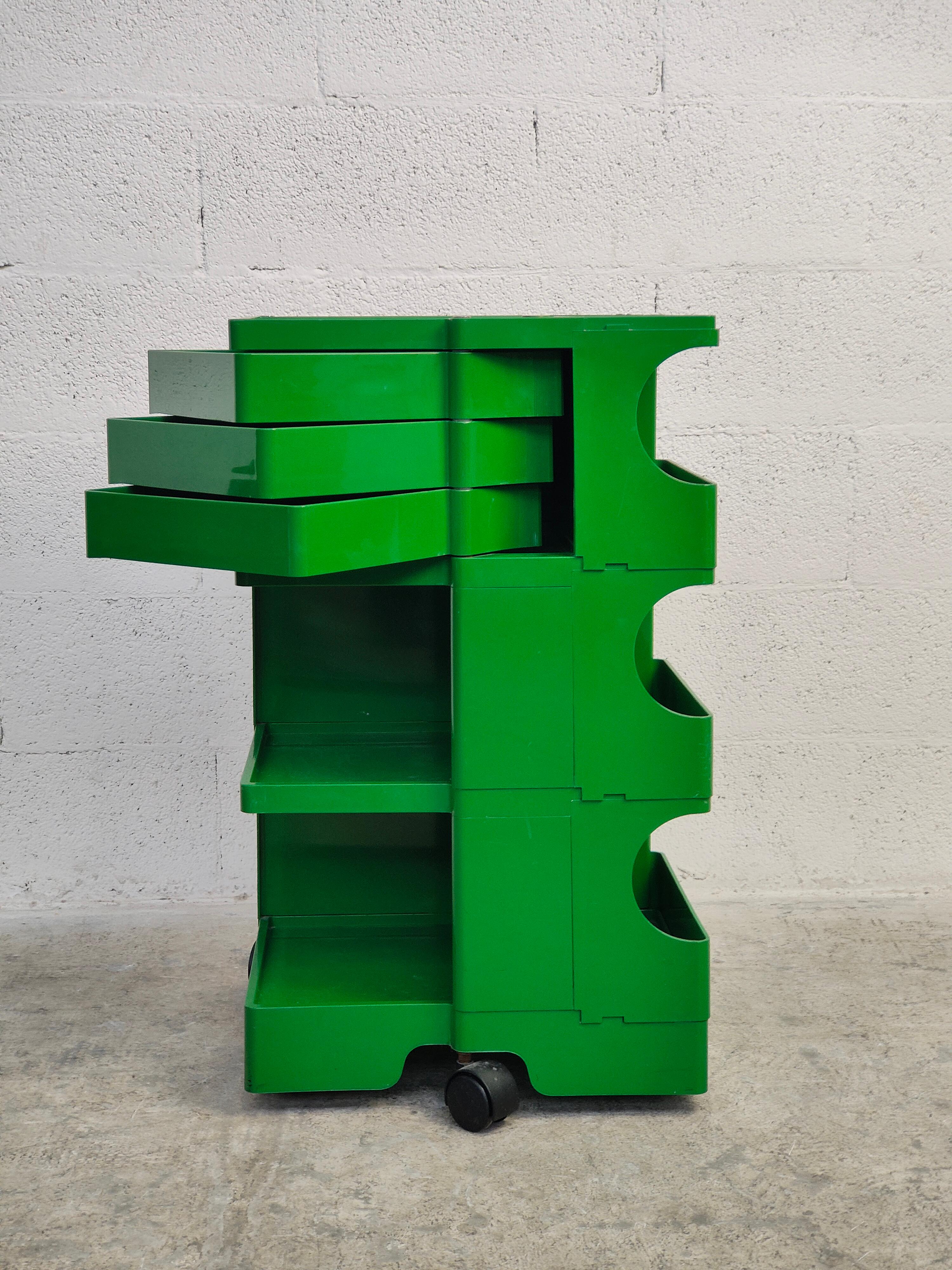 Mid-Century Modern Green Boby Cart by Joe Colombo for Bieffeplast 70s