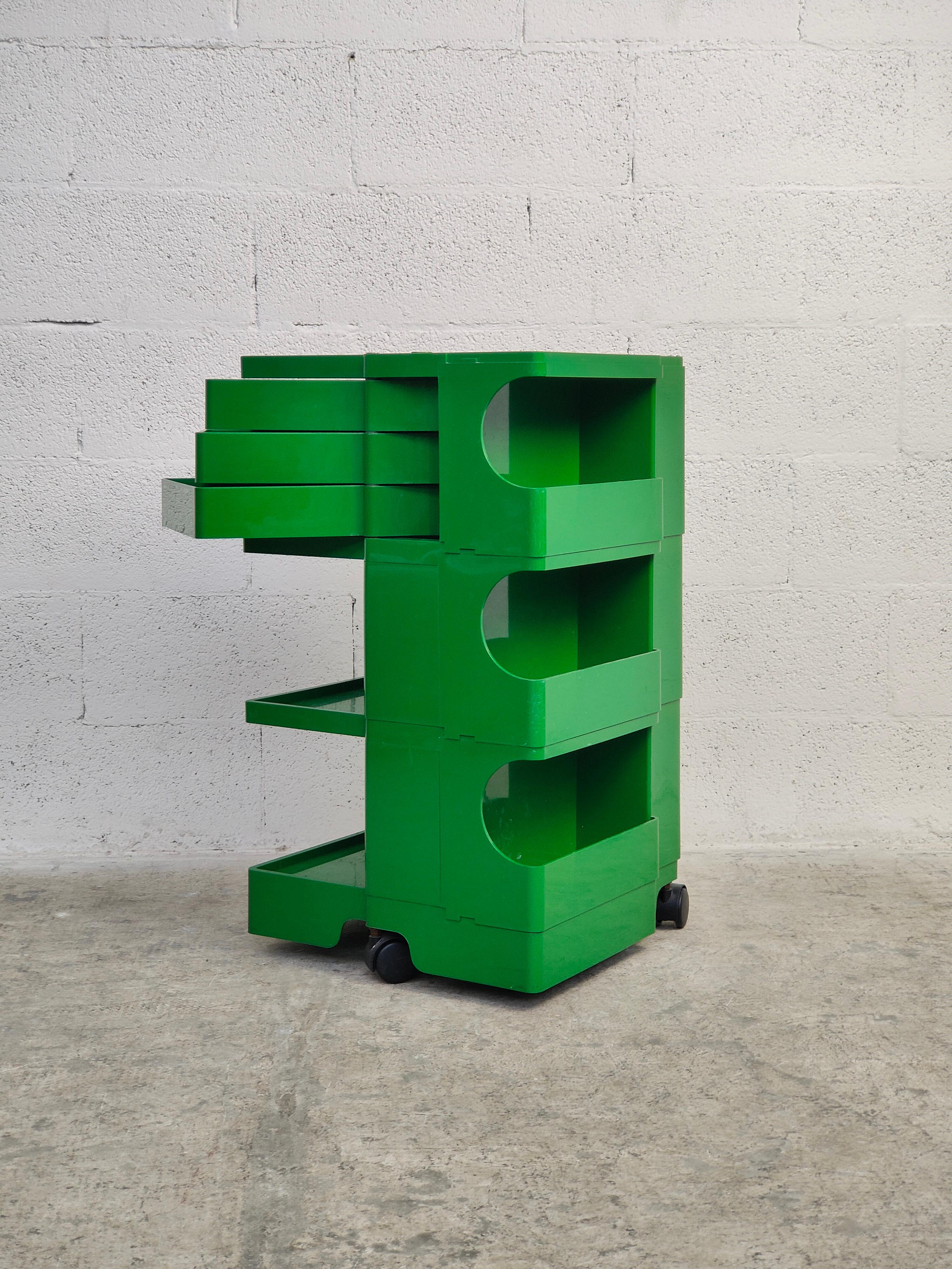 Green Boby Cart by Joe Colombo for Bieffeplast 70s In Good Condition In Padova, IT