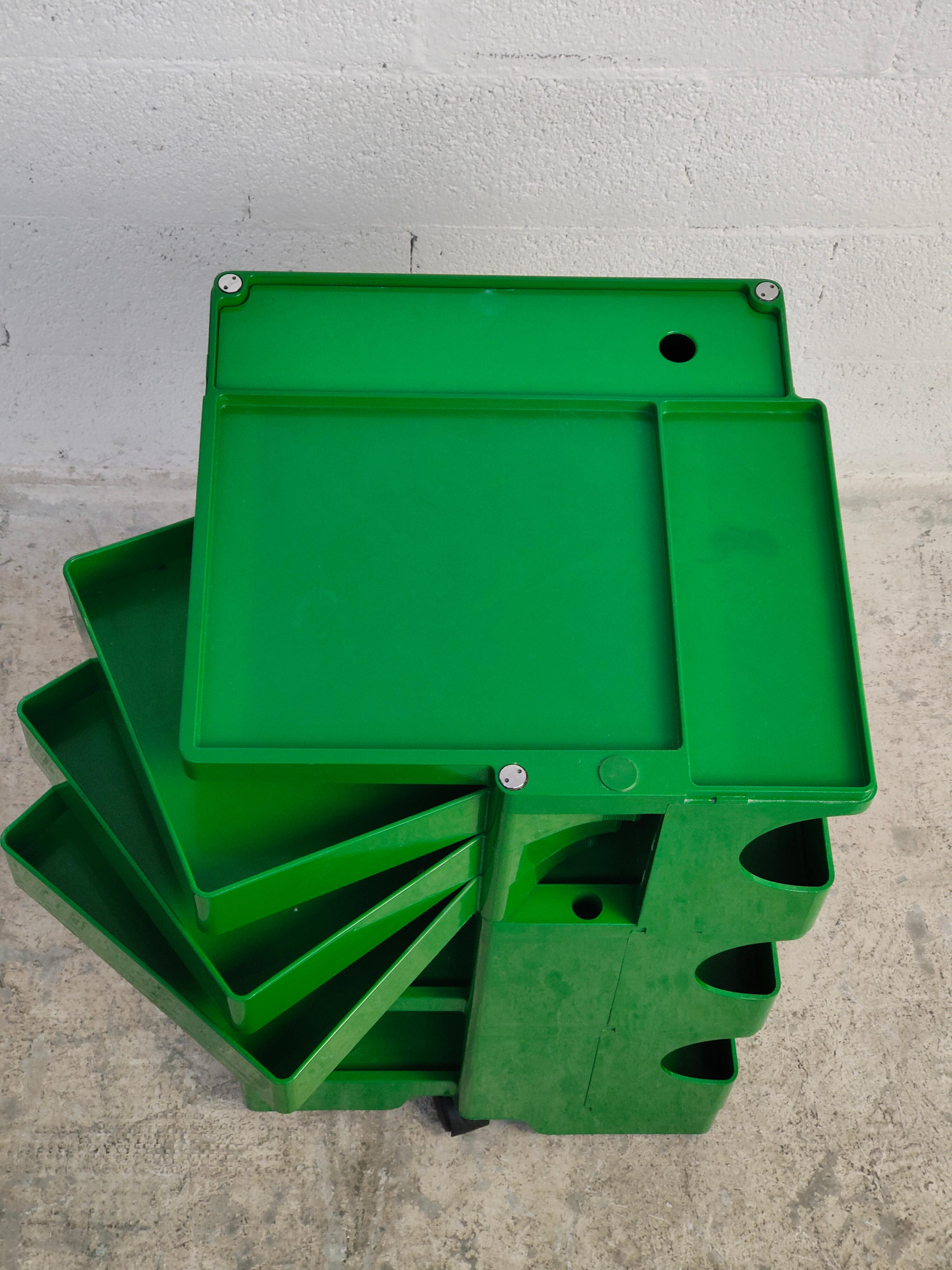 Mid-Century Modern Green Boby Cart by Joe Colombo for Bieffeplast 70s