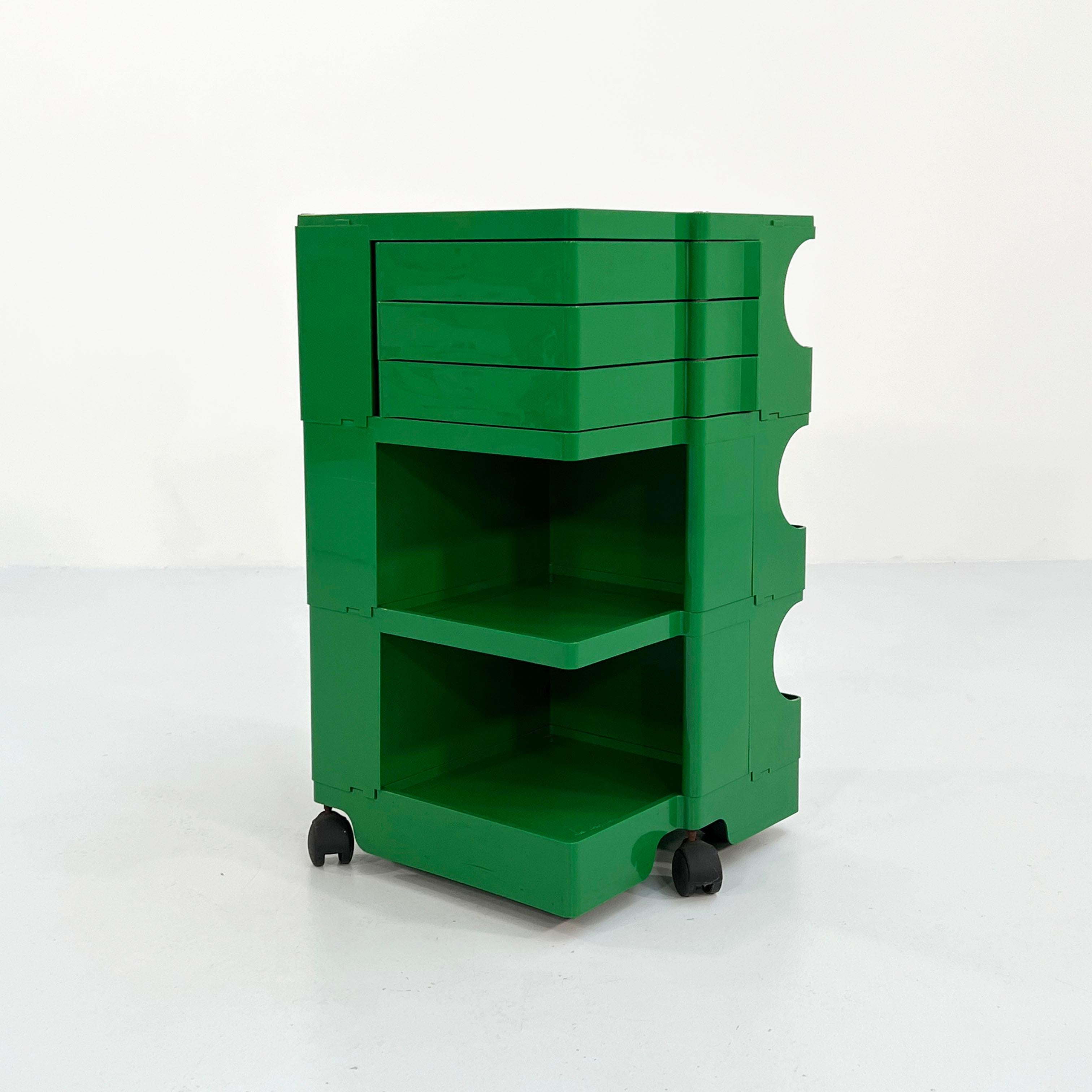 Green Boby Trolley by Joe Colombo for Bieffeplast, 1960s
Designer - Joe Colombo 
Producer - Bieffeplast
Model - Boby Trolley
Design Period - Sixties
Measurements - width 41 cm x depth 39 cm x height 74 cm
Materials - Plastic
Color -
