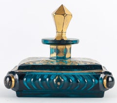 Green Bohemian Crystal bottle, 19th Century