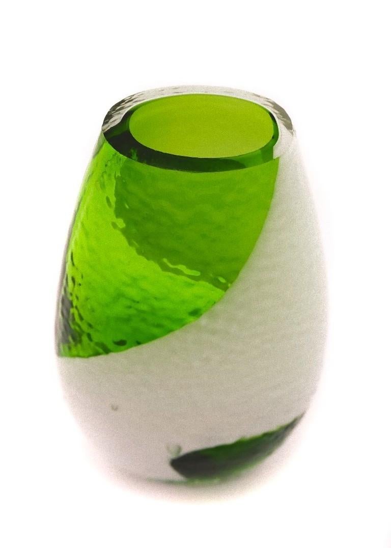 Czech Green Bohemian Glass Vase, 1960s