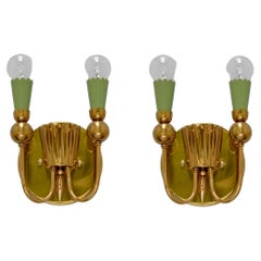 Green Botanical 1940s Sconces