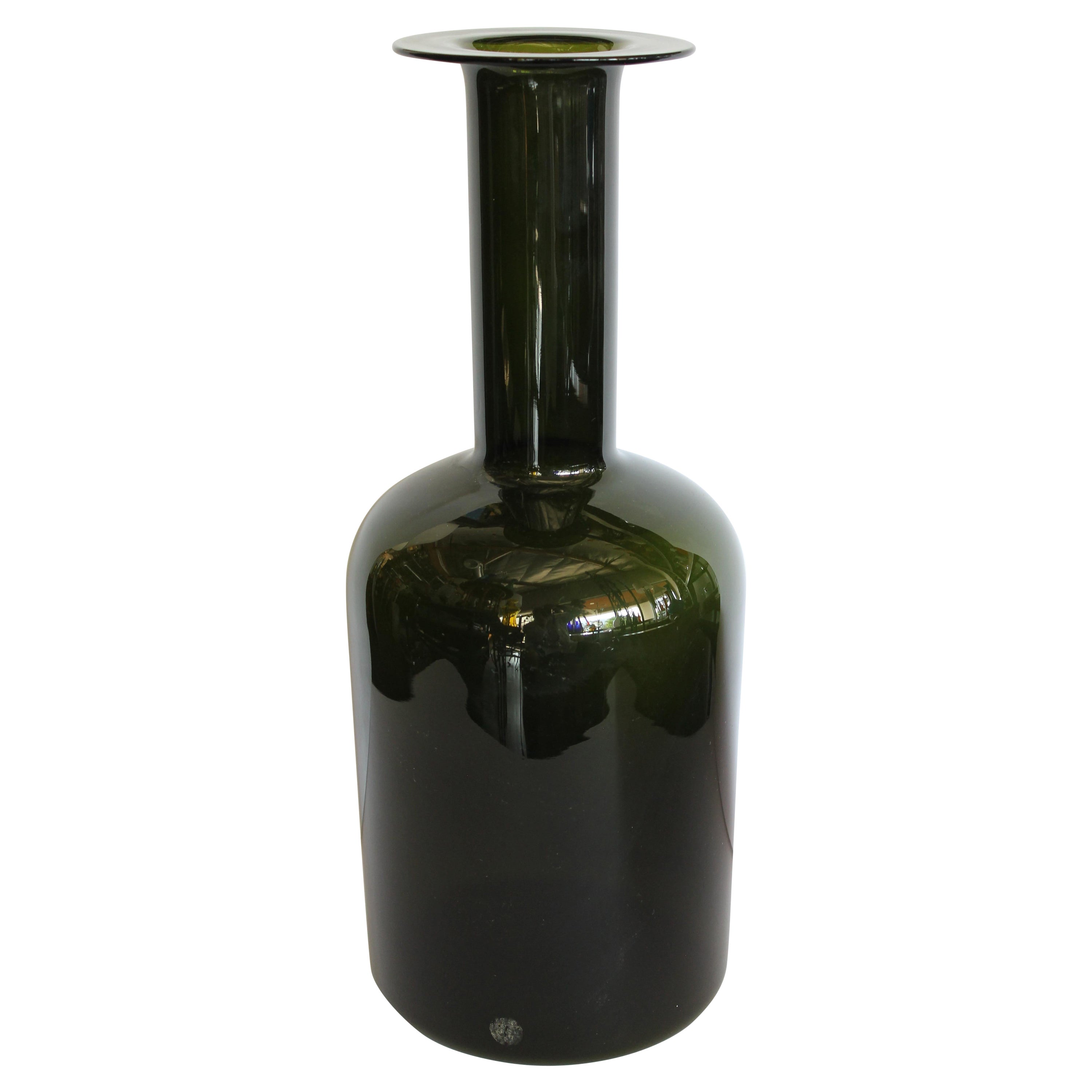 Botella verde de Otto Bauer para Holmegaard, Dinamarca