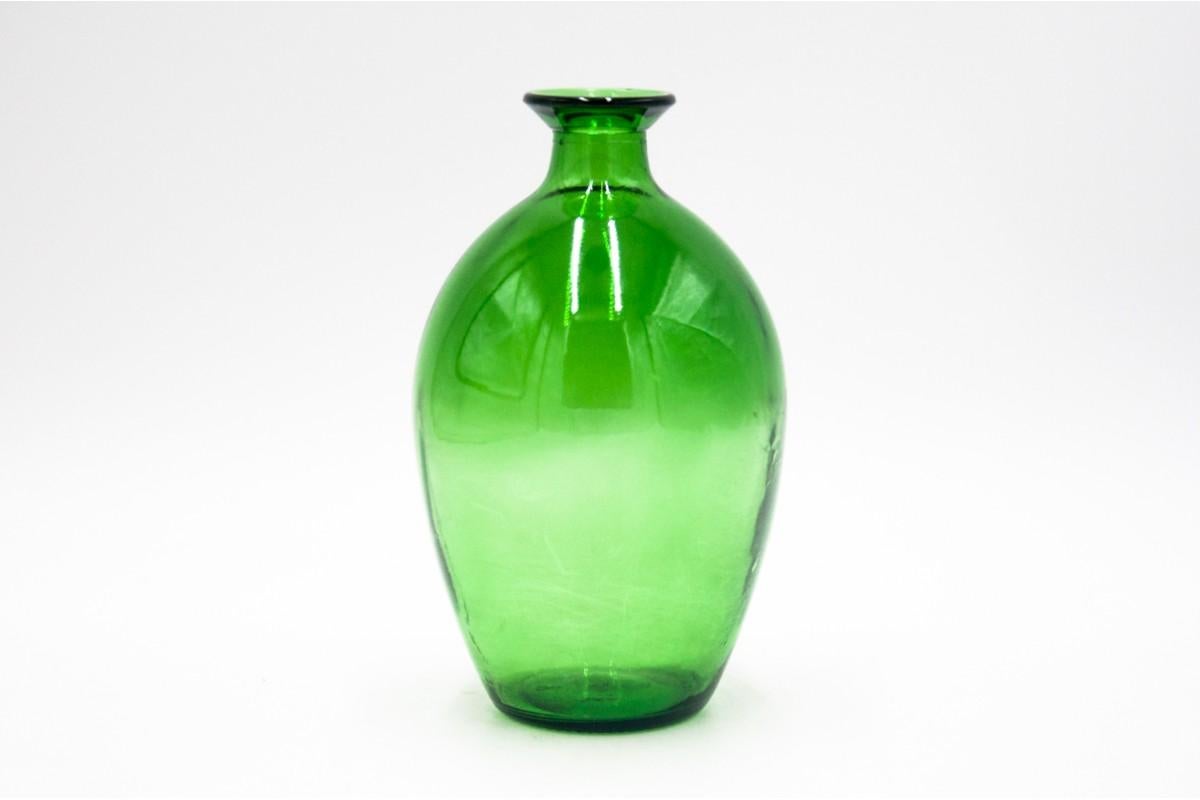 Mid-Century Modern Green Bottle Vintage Vase, Poland, 1980s