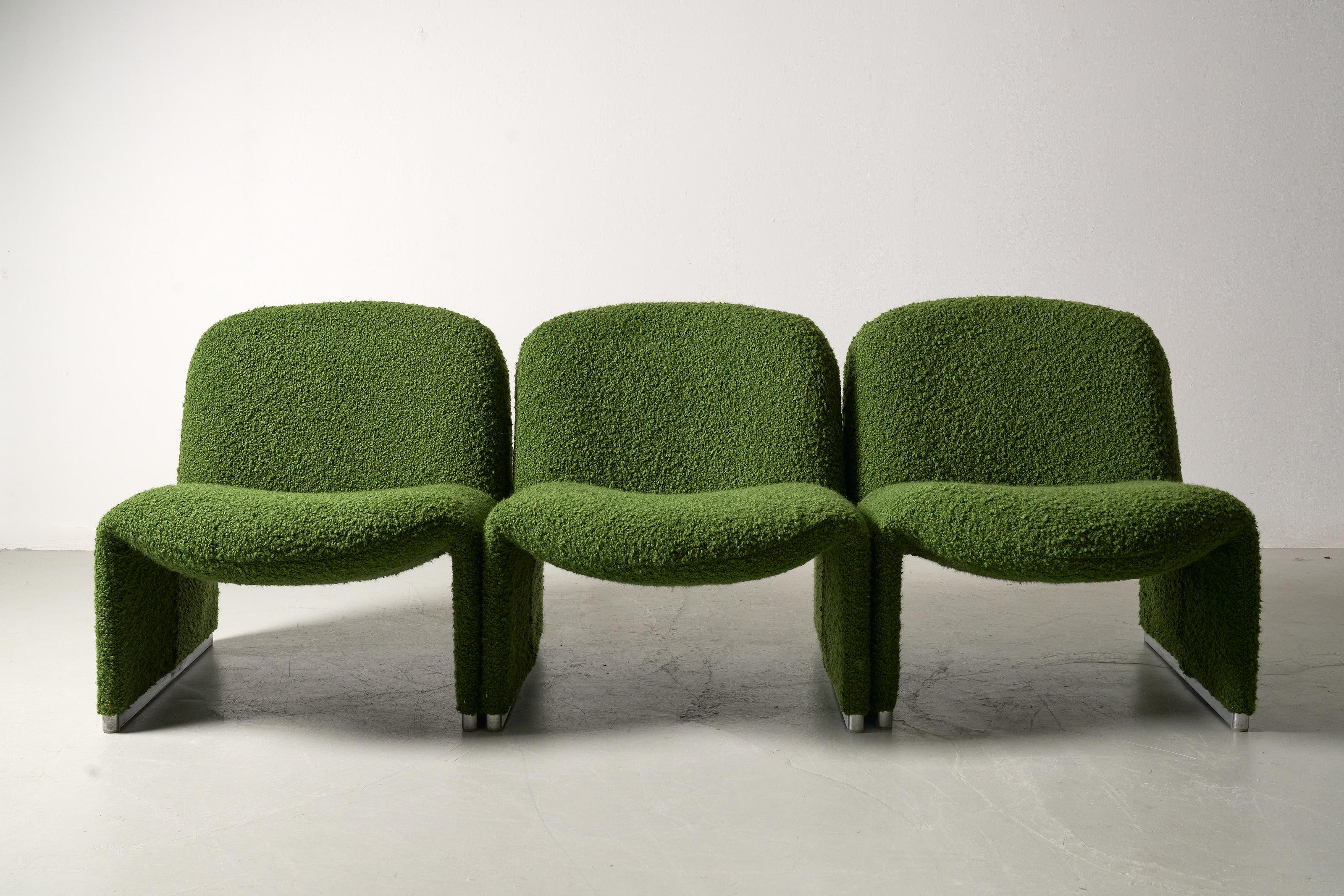 Green bouclette Alky chairs by Giancarlo Piretti for Anonima Castelli For Sale 3