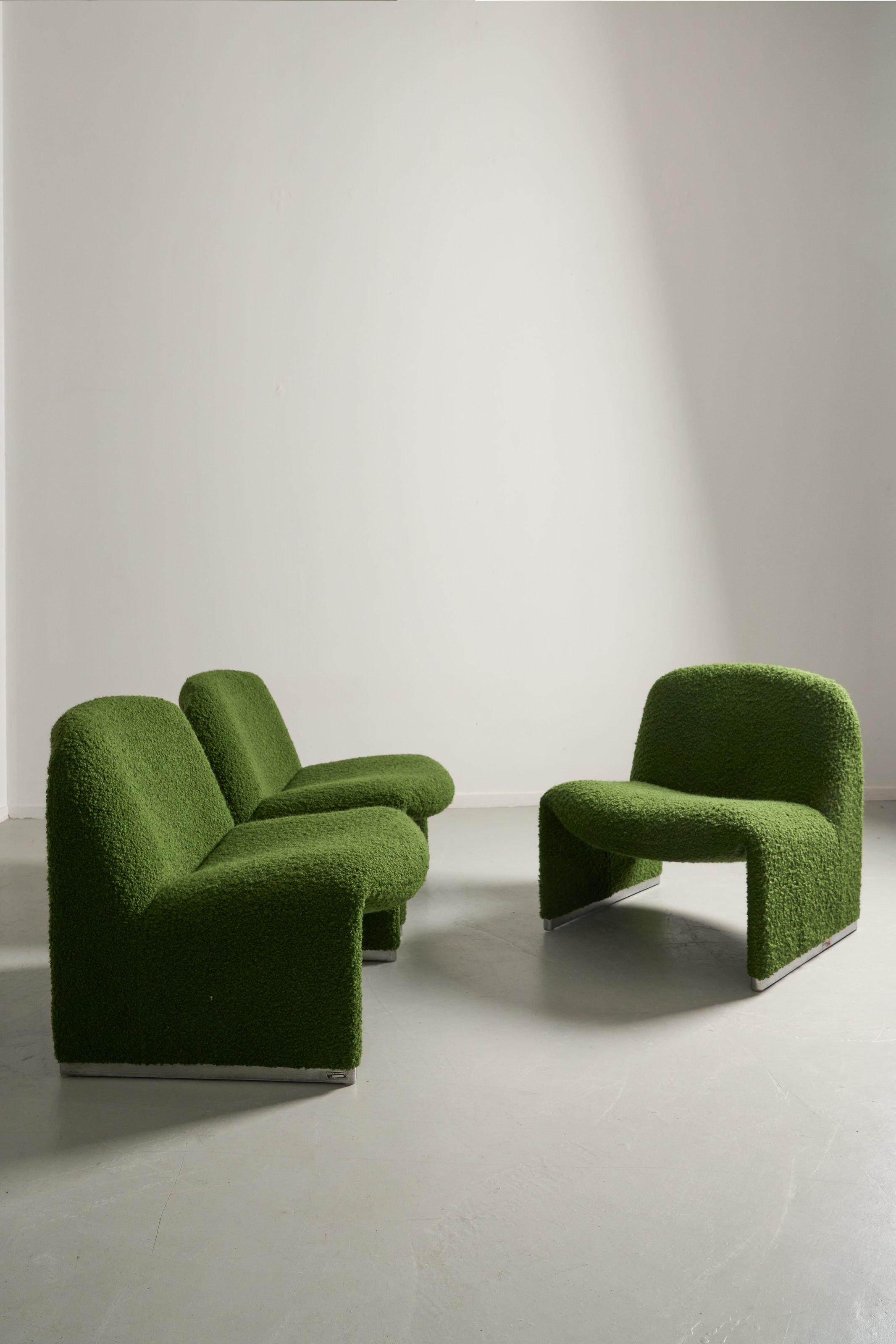 Mid-20th Century Green bouclette Alky chairs by Giancarlo Piretti for Anonima Castelli For Sale
