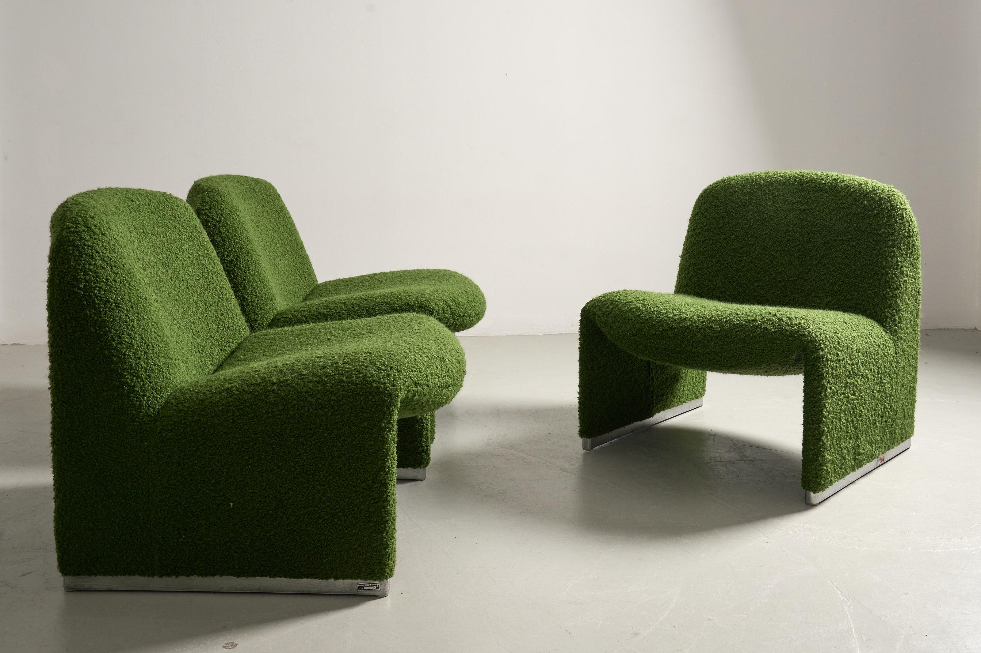 Metal Green bouclette Alky chairs by Giancarlo Piretti for Anonima Castelli For Sale