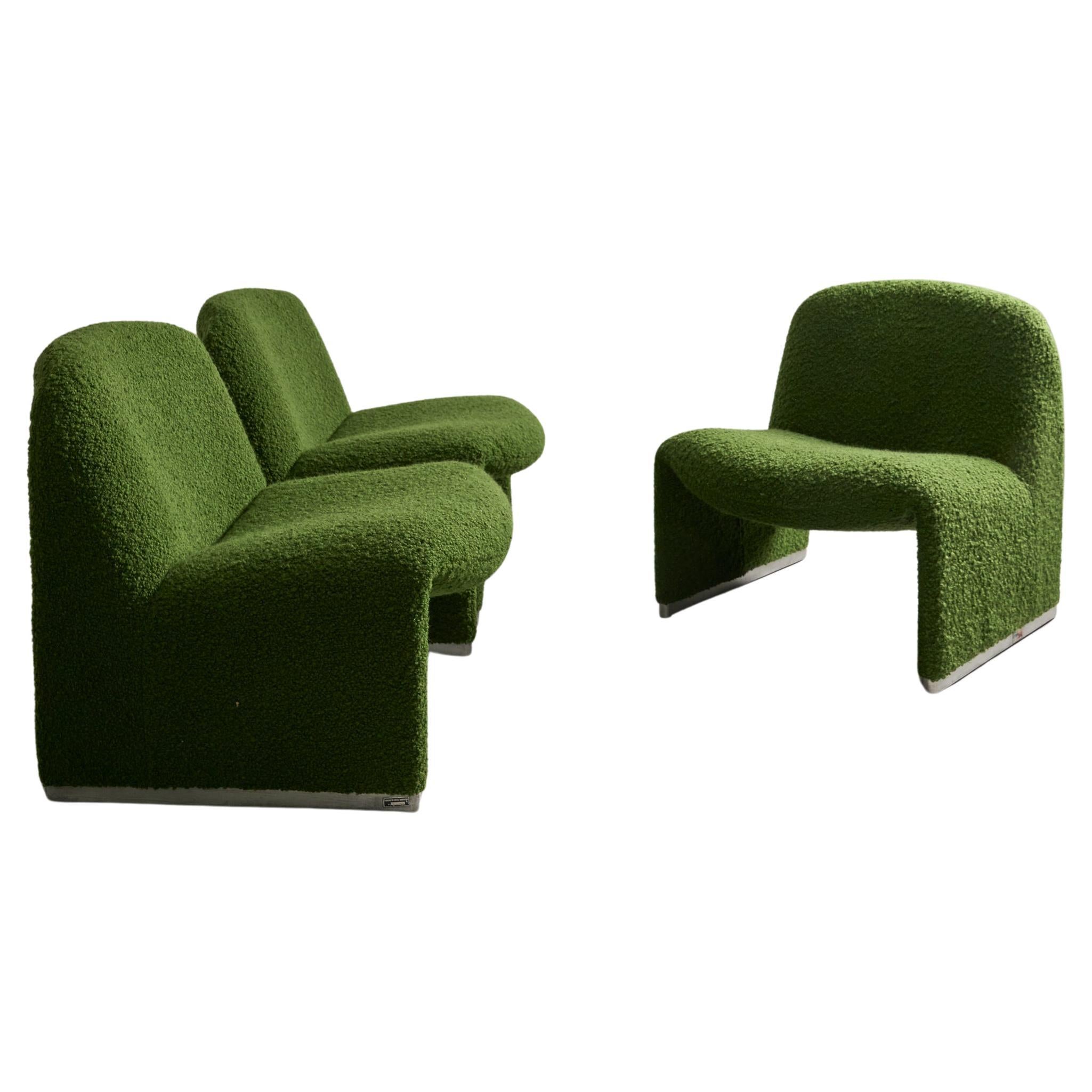 Green bouclette Alky chairs by Giancarlo Piretti for Anonima Castelli