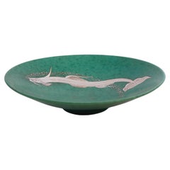 Green Bowl Argenta #1510, Wilhelm Kåge Fish, Scandinavian Modern, Dragon Fish