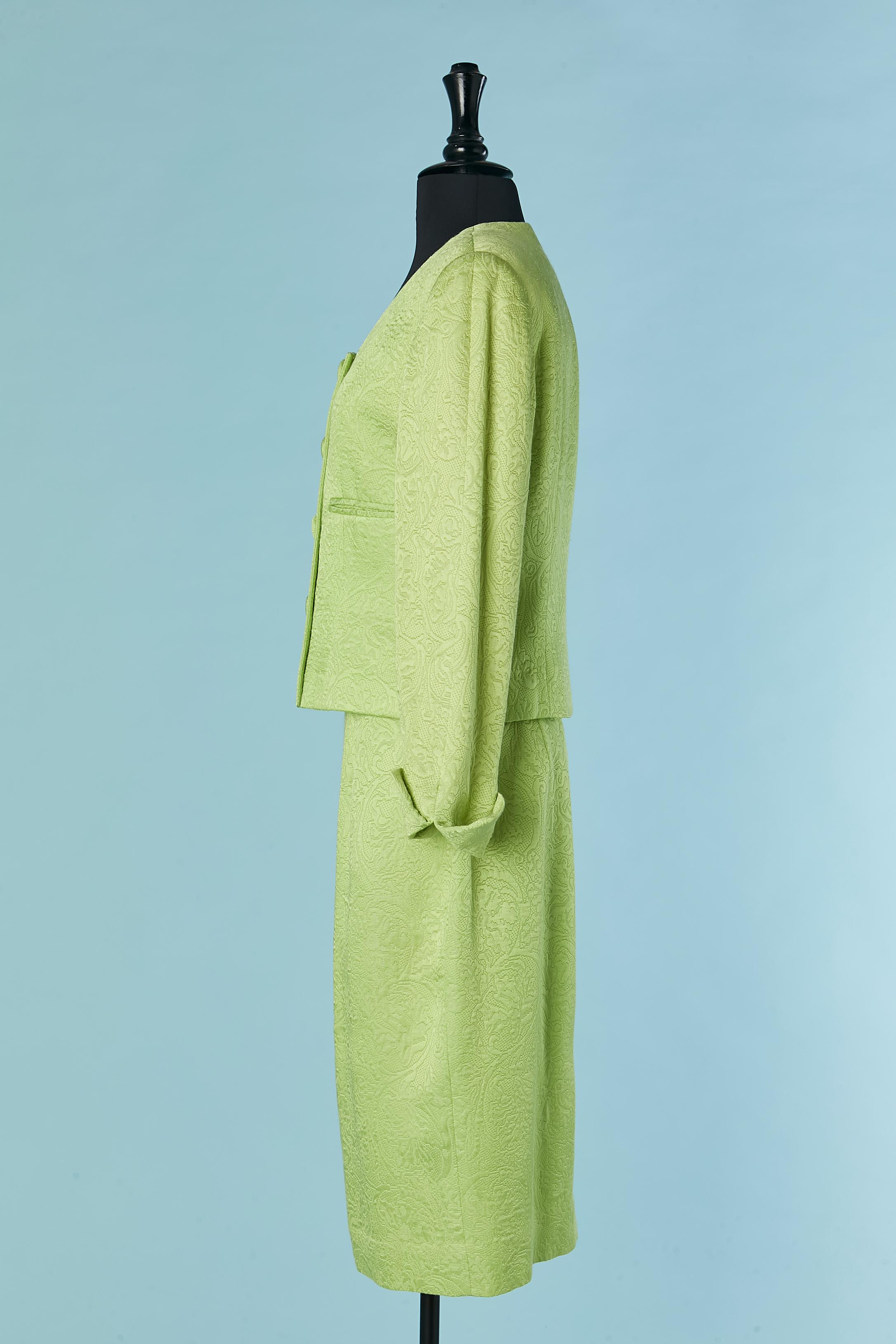 Green brocade skirt-suit Christian Dior For Sale 1